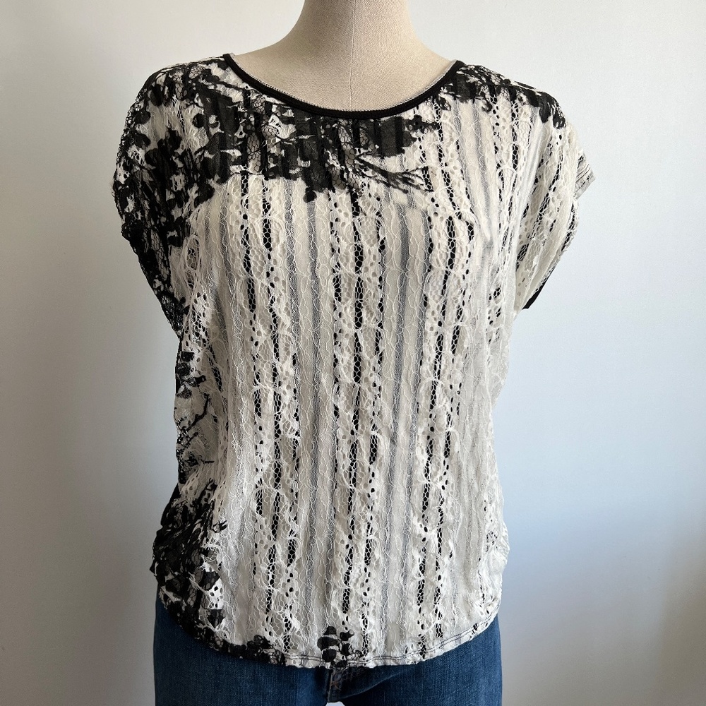 Edista Los Angeles - Black & Cream Laced Shirt
